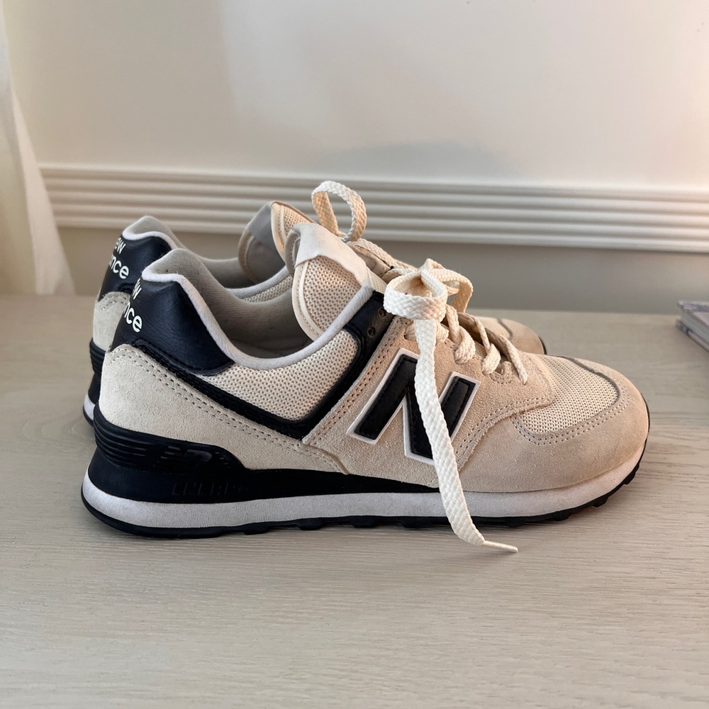 Madewell New Balance Leather 574 Sneakers, Size 8.5 Medium, Angola/Black